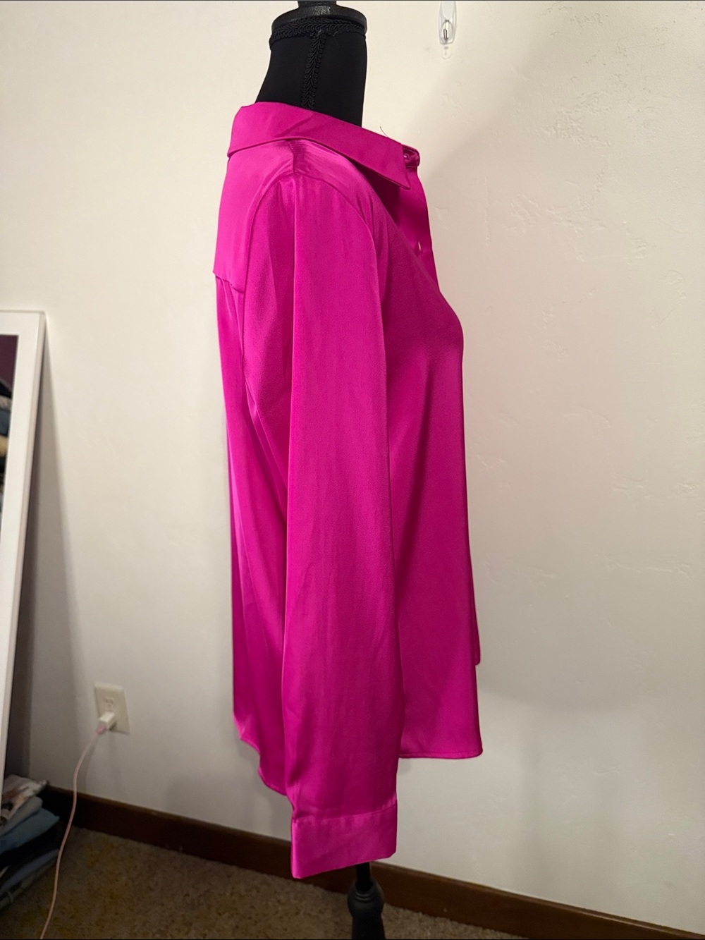 Skies Are Blue Fuchsia Button-Down Blouse - Picture 9 of 9